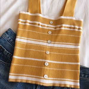 PACSUN Yellow Striped Crop Top💛✨